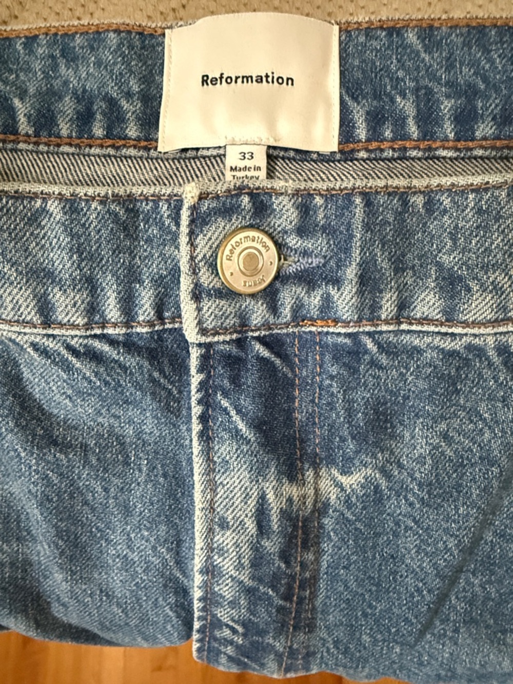 Reformation Medium Blue Denim Skirt with Button Front